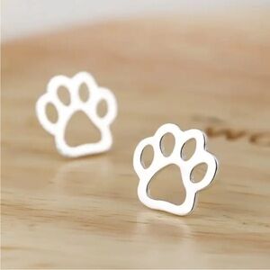 Stainless Steel Paw Print Earrings